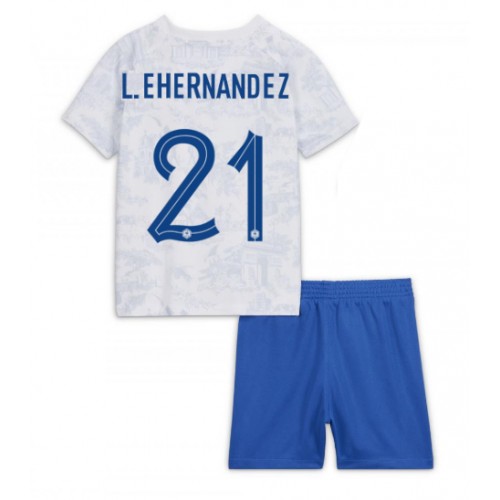 Fotbalové Dres Francie Lucas Hernandez #21 Dětské Venkovní MS 2022 Krátký Rukáv (+ trenýrky)
